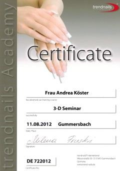 Certificat-Nagelmodellage